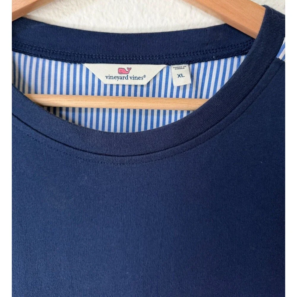 Vineyard Vines Mixed Media Tie Back Striped Top Womens XL Blue White Preppy - Picture 3 of 11
